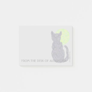 Bloco Post-it Um gato preto e uma lua da mesa de