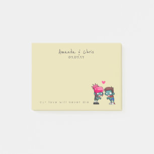 Bloco Post-it Um par de zumbis no casamento amoroso