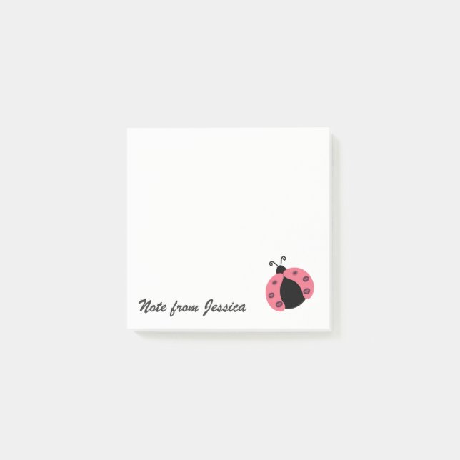 Bloco Post-it Uma bela joaninha branca adorável personalizada (Frente)