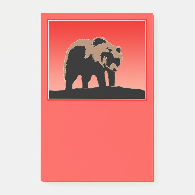 Bloco Post-it Urso Grizzly no Sunset - Arte original sobre a vid (Frente)