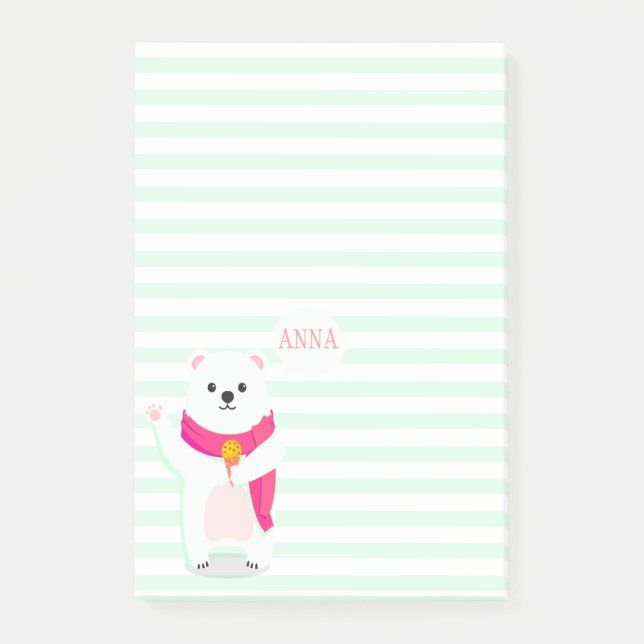 Bloco Post-it Urso Polar Bonito | Notas de Posto personalizadas (Frente)