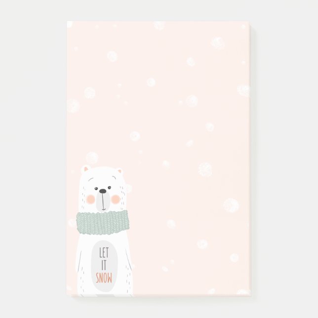 Bloco Post-it Urso polar - Que neve - Natal bonito (Frente)