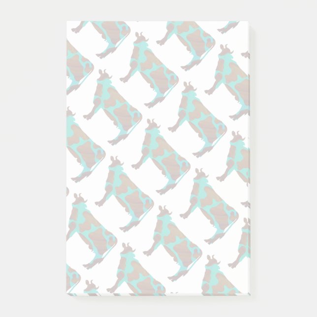 Bloco Post-it Vaca Brown e Teal Silhouette (Frente)