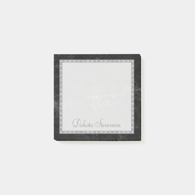 Bloco Post-it Velvety Onyx Damask | Preto Vampiro Personalizado (Frente)