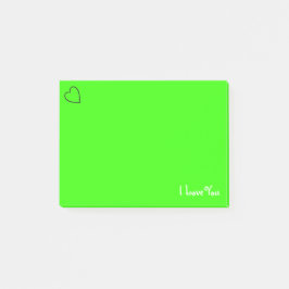 Bloco Post-it Verde vibrante do costume eu te amo |