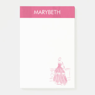 Bloco Post-it Vestido branco elegante notas de post-it