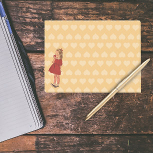Bloco Post-it Vestido vermelho Apple da menina do vintage