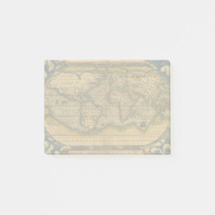 Bloco Post-it Viagem do Mapa Mundial Antiquado Ortelius Europa