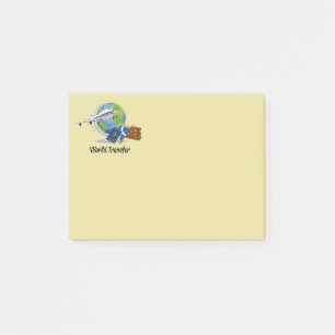 Bloco Post-it Viajante do Mundo: bagagem, bilhetes e passaporte