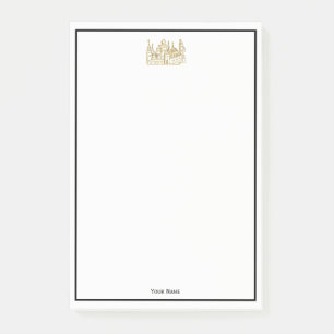 Bloco Post-it Vintage Heraldic Castle #2 Crest Faux Dourado