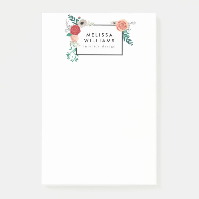 Bloco Post-it Vintage Modern Floral Motif (Frente)