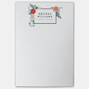 Bloco Post-it Vintage Modern Floral Motif