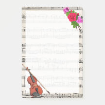 Vintage Sheet Music com Violin e Rosas