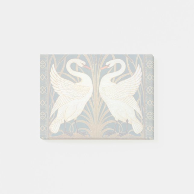 Bloco Post-it Walter Crane Swan, Rush E Iris Art Nouveau (Frente)