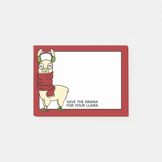Bloco Post-it Winter Llama | Em protetores auriculares (Frente)