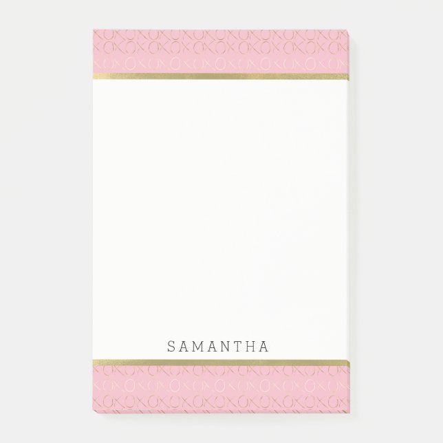 Bloco Post-it XOXO Dourado rosa personalizado (Frente)