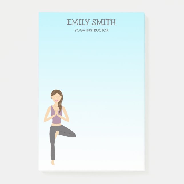 Bloco Post-it Yoga Mulher Em Árvore Pose Yoga Instrutor (Frente)
