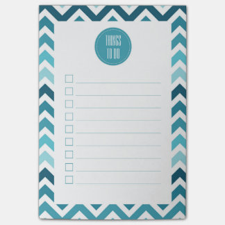 Bloco Post-it Ziguezague de Chevron Ombre do azul de oceano para