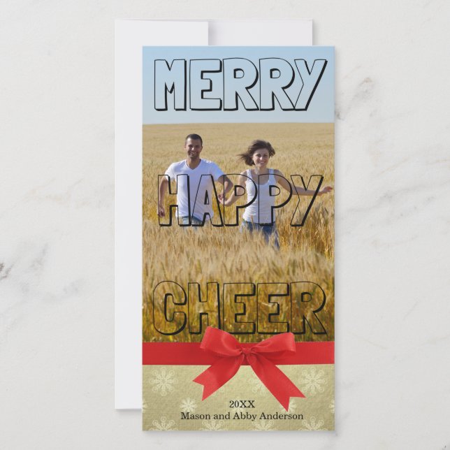 Bloco Preto Cheio de feliz Feliz - Cartão com foto (Frente)