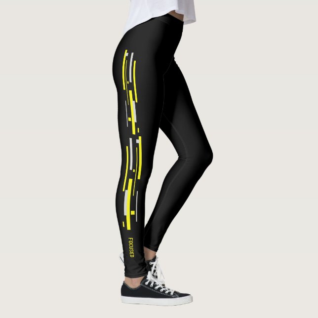 Blocos Amarelos Focados Leggings de Abstrato (Direita)
