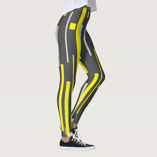 Blocos Amarelos Focados Leggings de Abstrato (Direita)