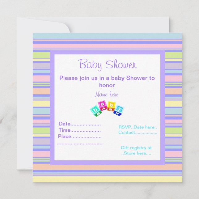 BLOCOS DE CONVITE DE CHÁ DE FRALDAS DE ESTRIÉGIA P (Frente)