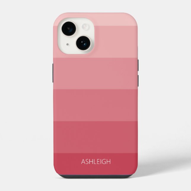 Blocos de Cor Magenta Rosa com Nome Capinha de iPh (Verso)
