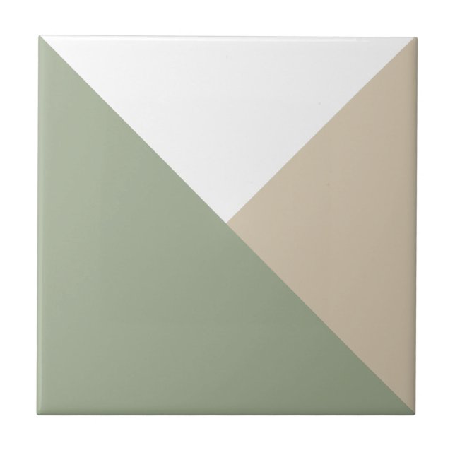 Blocos de Cores Modernos Triângulos Verde Sage Beg (Frente)