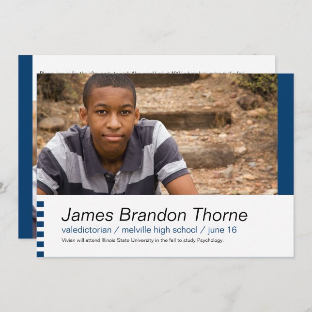 Blocos Modernos no Convite para Graduação de Fotos (Frente/Verso)