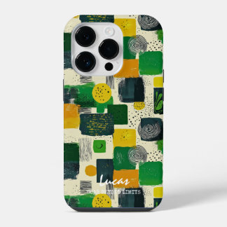 Blocos Verdes e Amarelos Abstratos com Nome Person