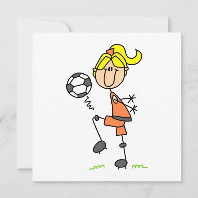 Blond Stick Figure Soccer Player Girl (Frente)