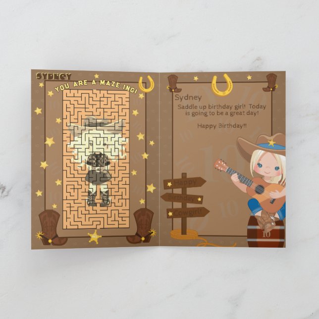 Blonde Girls A-Maze-ing Cowgirl Cartão de Aniversá (Interior)