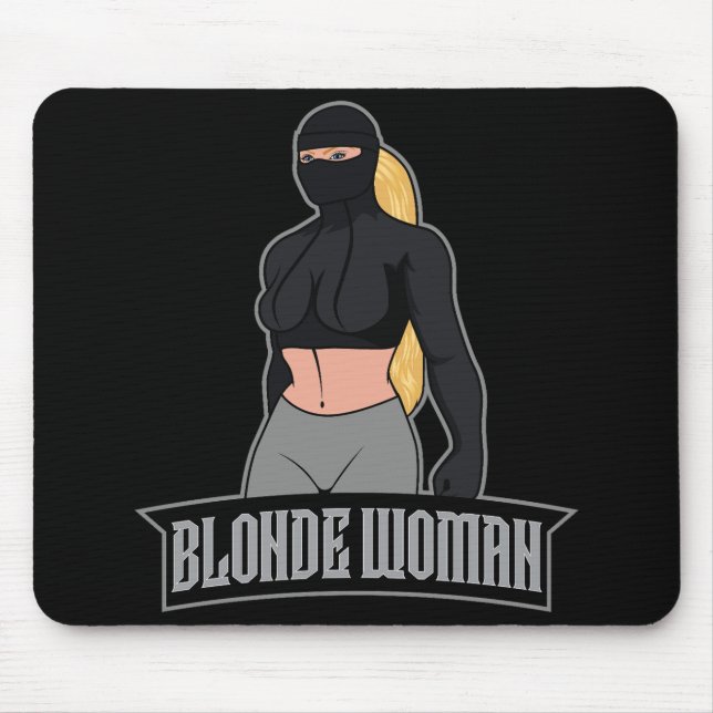 Blonde Woman Mousepad Black (Frente)