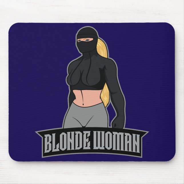 Blonde Woman Mousepad Blue (Frente)