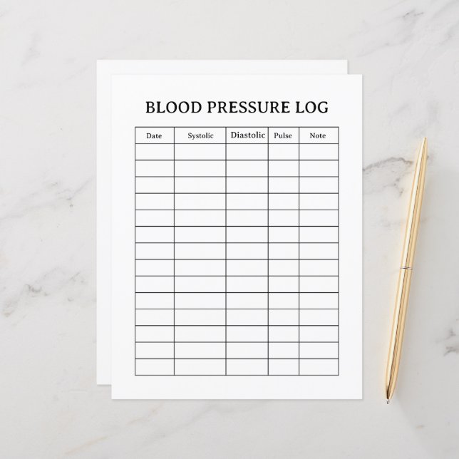 BLOOD PRESSURE LOG  (Frente/Verso In Situ)