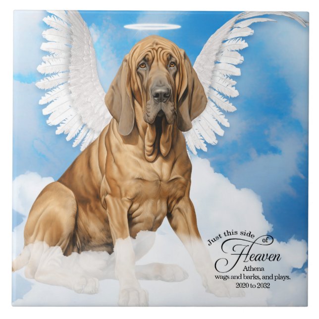 Bloodhound Angel Custom Pet Memorial (Frente)
