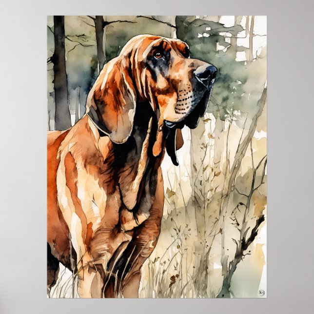 Bloodhound - Impressão de Arte Canina (Frente)