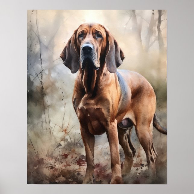 Bloodound Dog Art Impressão (Frente)