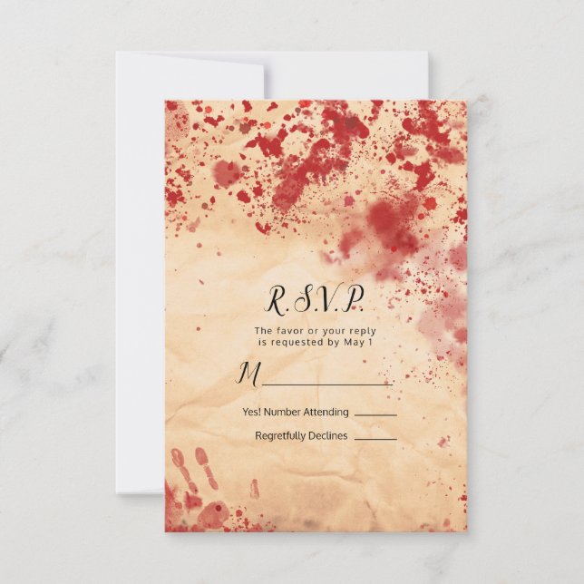 Bloody Vintage Paper Halloween Gothy RSVP Resposta (Frente)