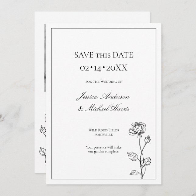 Bloom de eterno com foto Salve o Cartão de Data (Frente/Verso)