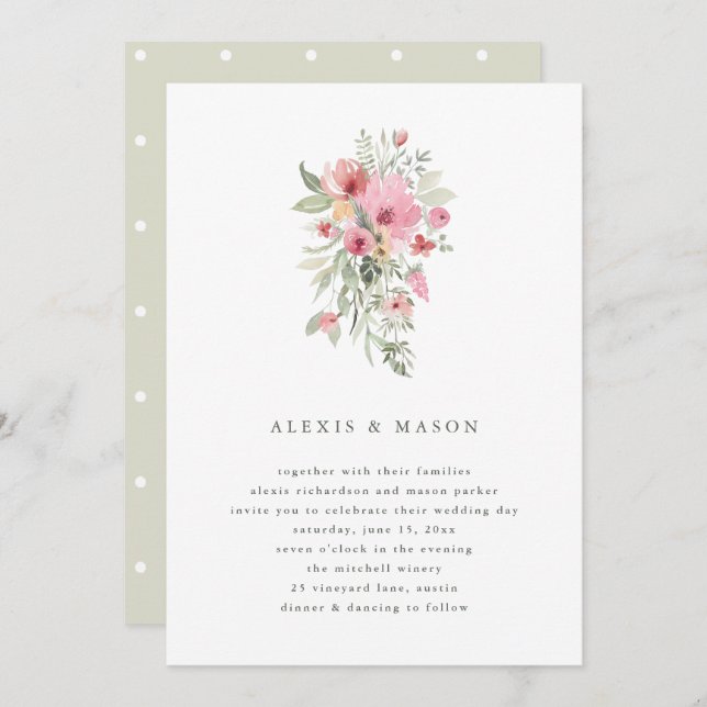 Bloom Minimalista | Convite Para Casamento (Frente/Verso)