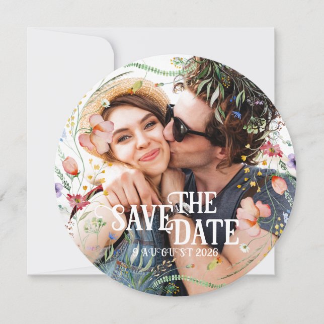 Bloomin’ Whimsy" Wildflower Save The Date Card (Frente)