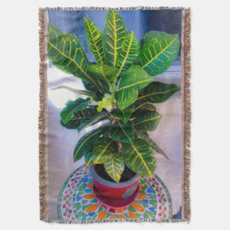 Blooming Croton no cobertor de Mesas do Mosaico
