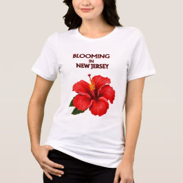 BLOOMING IN NJ , FLORAL HIBISCUS SHORT SLEEVE
