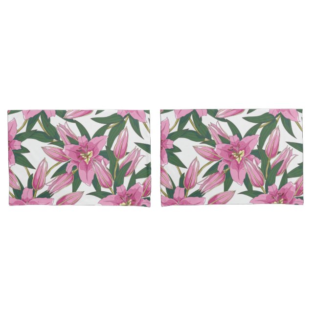 Blooming Lilies in Pastel Pink on White (Frente - conjunto)