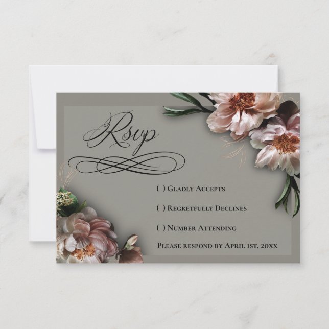 Blooming Peonies RSVP Card (Frente)