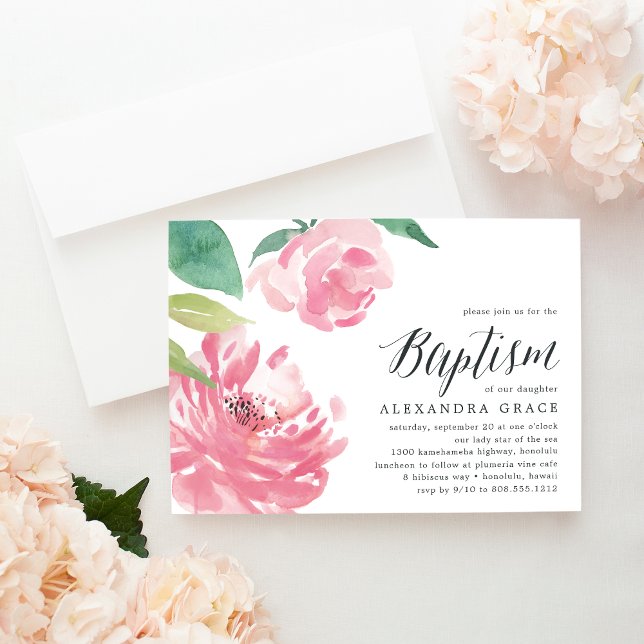 Blooming Peony | Convite Baptism (Criador carregado)