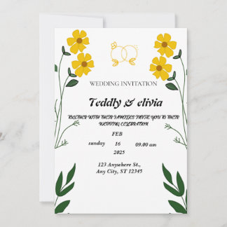 Blooms Amarelos Elegantes: Convite de casamento