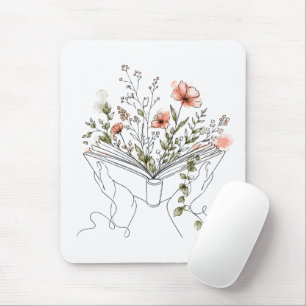 Blooms Book Arte Botânico em Linha Mouse Pad