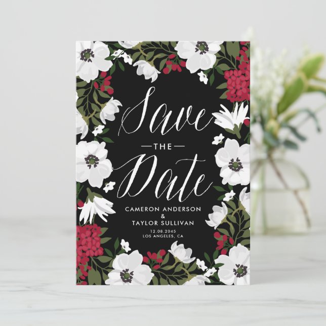 Blooms do Anêone Vermelho Salvem o Anúncio de Data (Em pé/Frente)